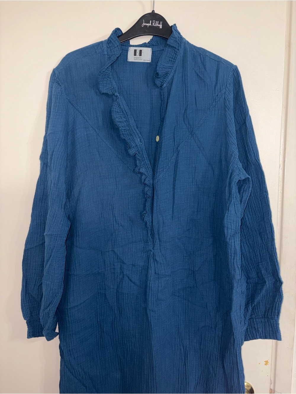 BF Designed By Beatriz Furest Spain crinkle-texture shirtdress Medium Cotton - Picture 2 of 4